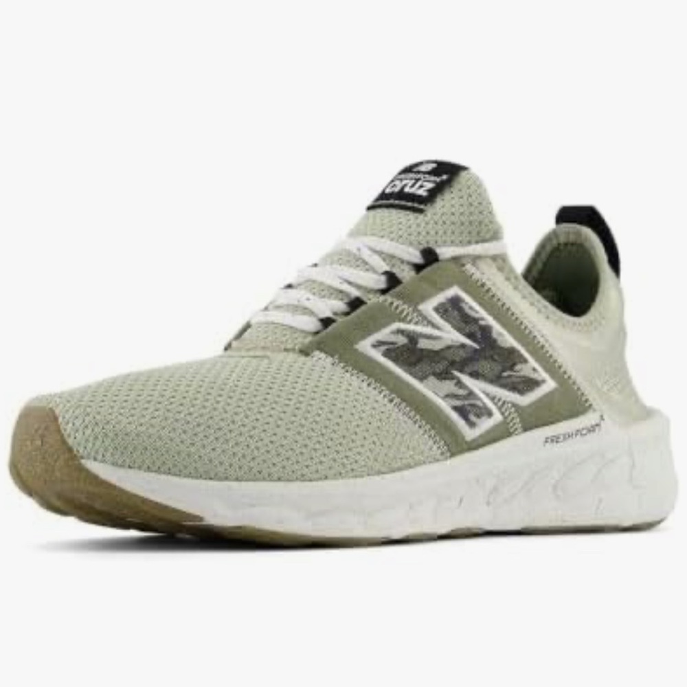 New Balance Men’s Athletic Shoes in Light Sage and White with Olive Accents